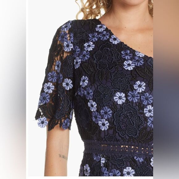 Lenka One-Shoulder Crochet Lace Cocktail Dress - Picture 2 of 8